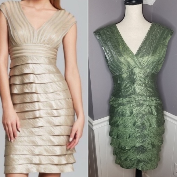 Adrianna Papell Dresses & Skirts - Adrianna Papell | Shimmer Green Tiered Dress